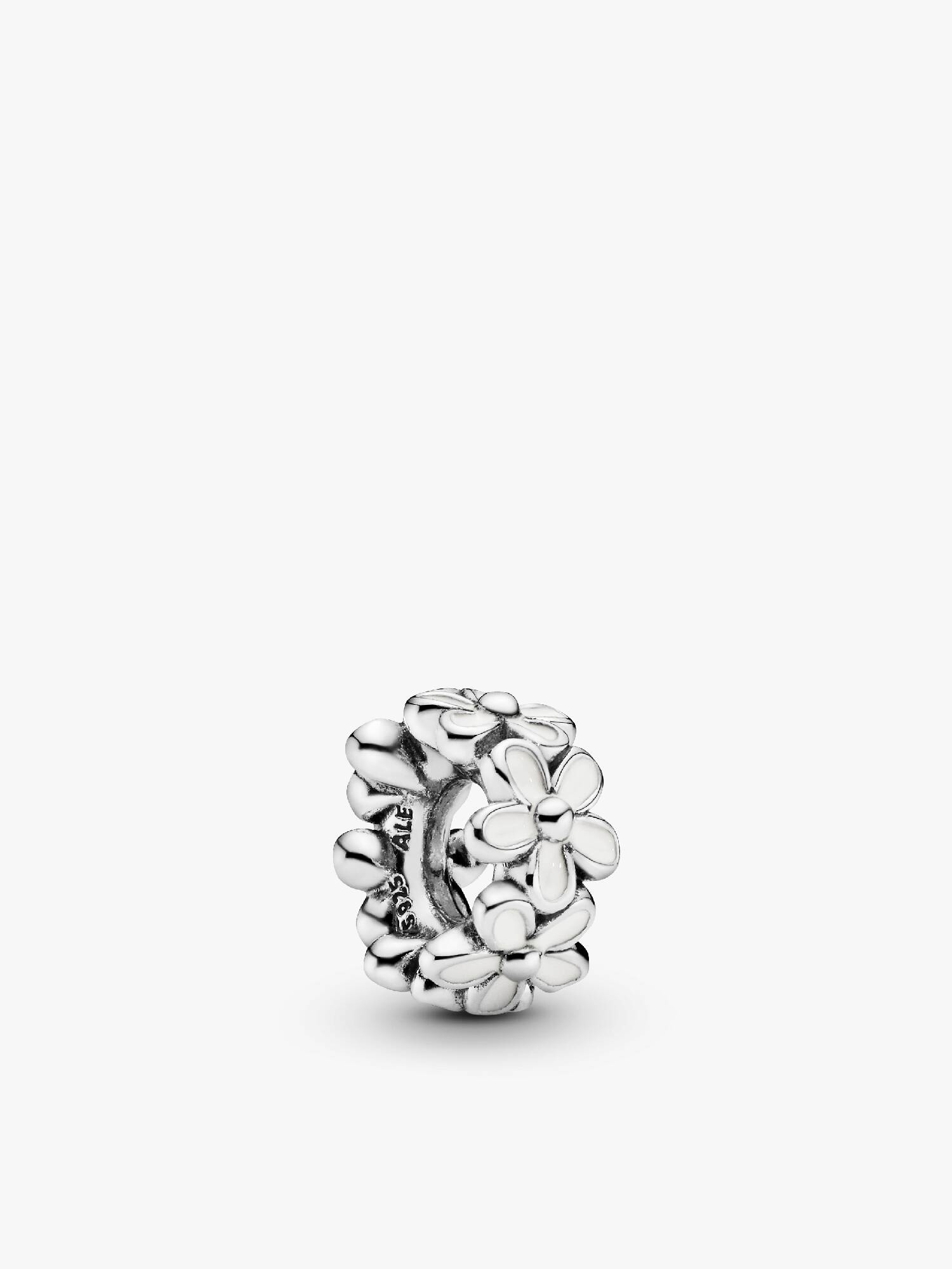Daisy silver spacer with white enamel