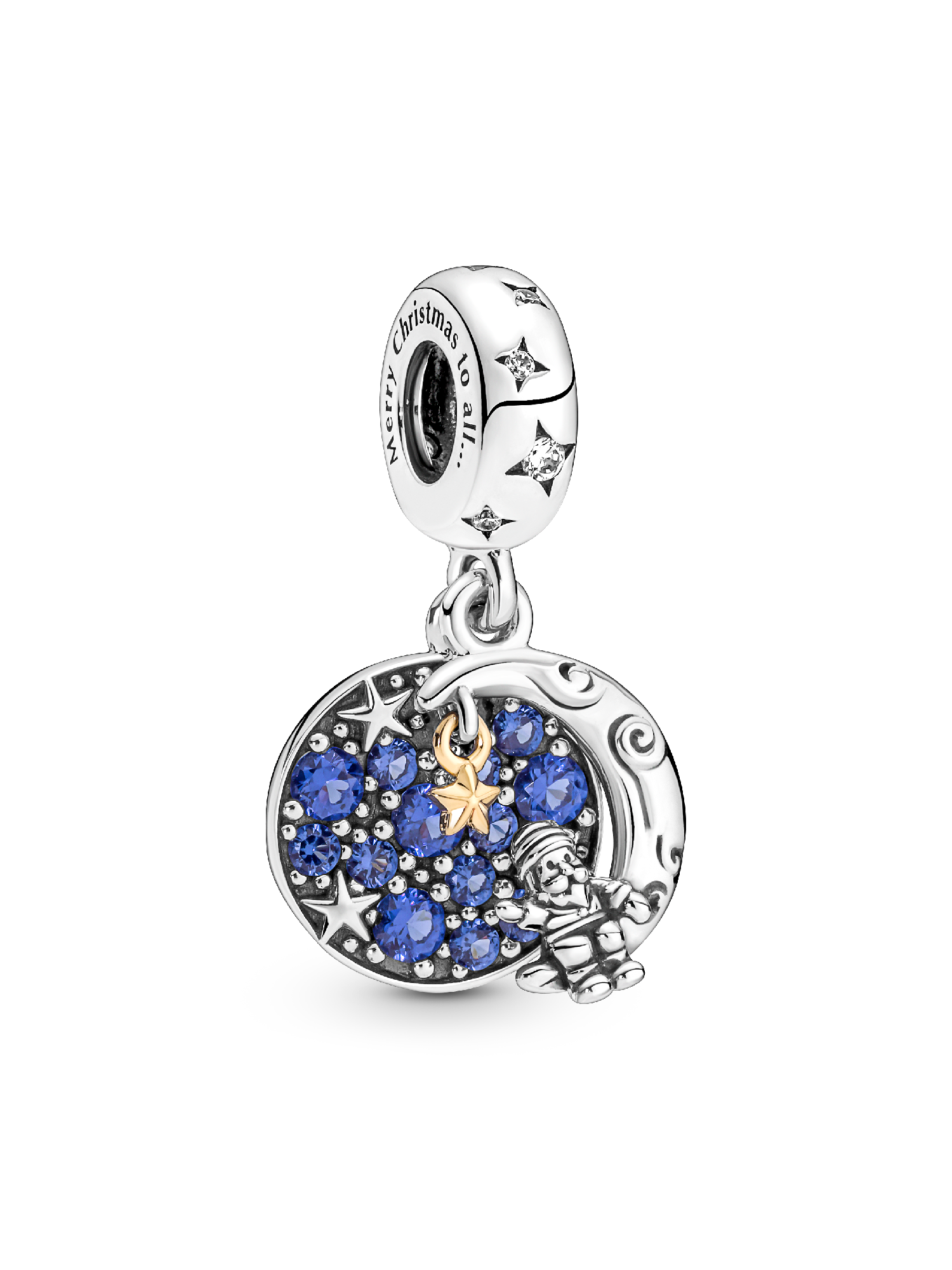 その他 moon Santa Claus On The Moon Double Dangle Charm | Two-tone | Pandora ZA