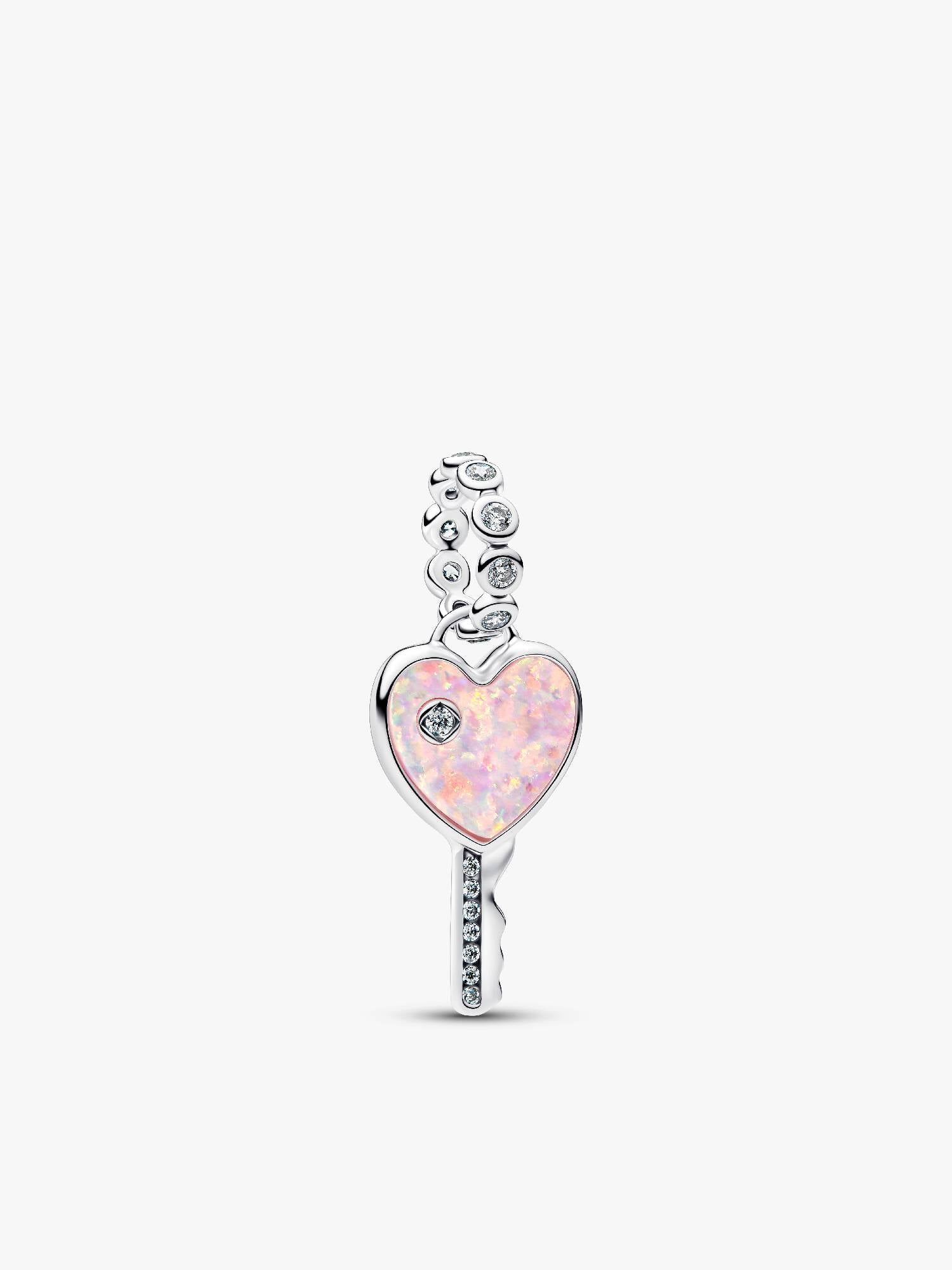 Opalescent Heart Key Dangle Charm