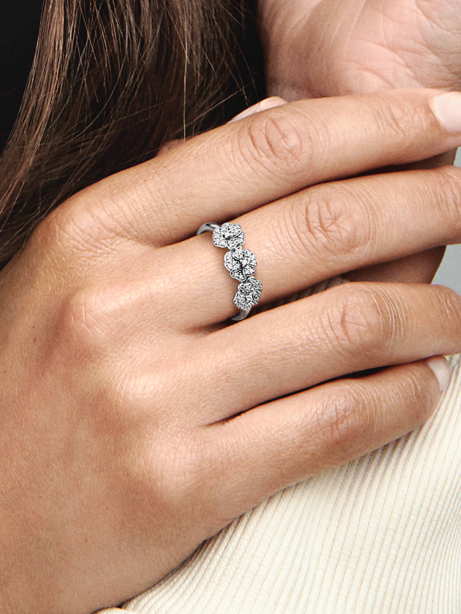 Triple Pansy Flower Ring