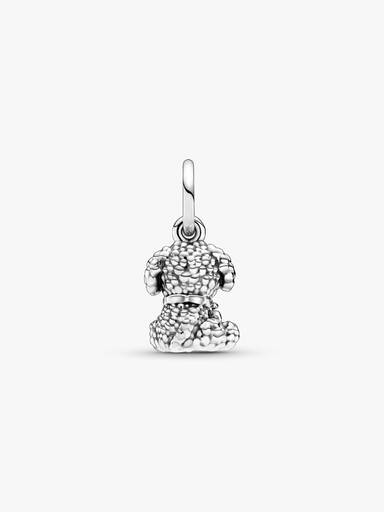 Poodle sterling silver dangle with black enamel