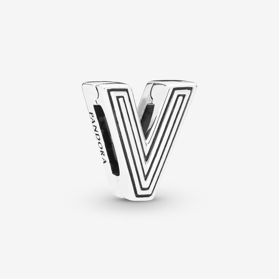 Pandora Reflexions letter V silver clip charm image number 0