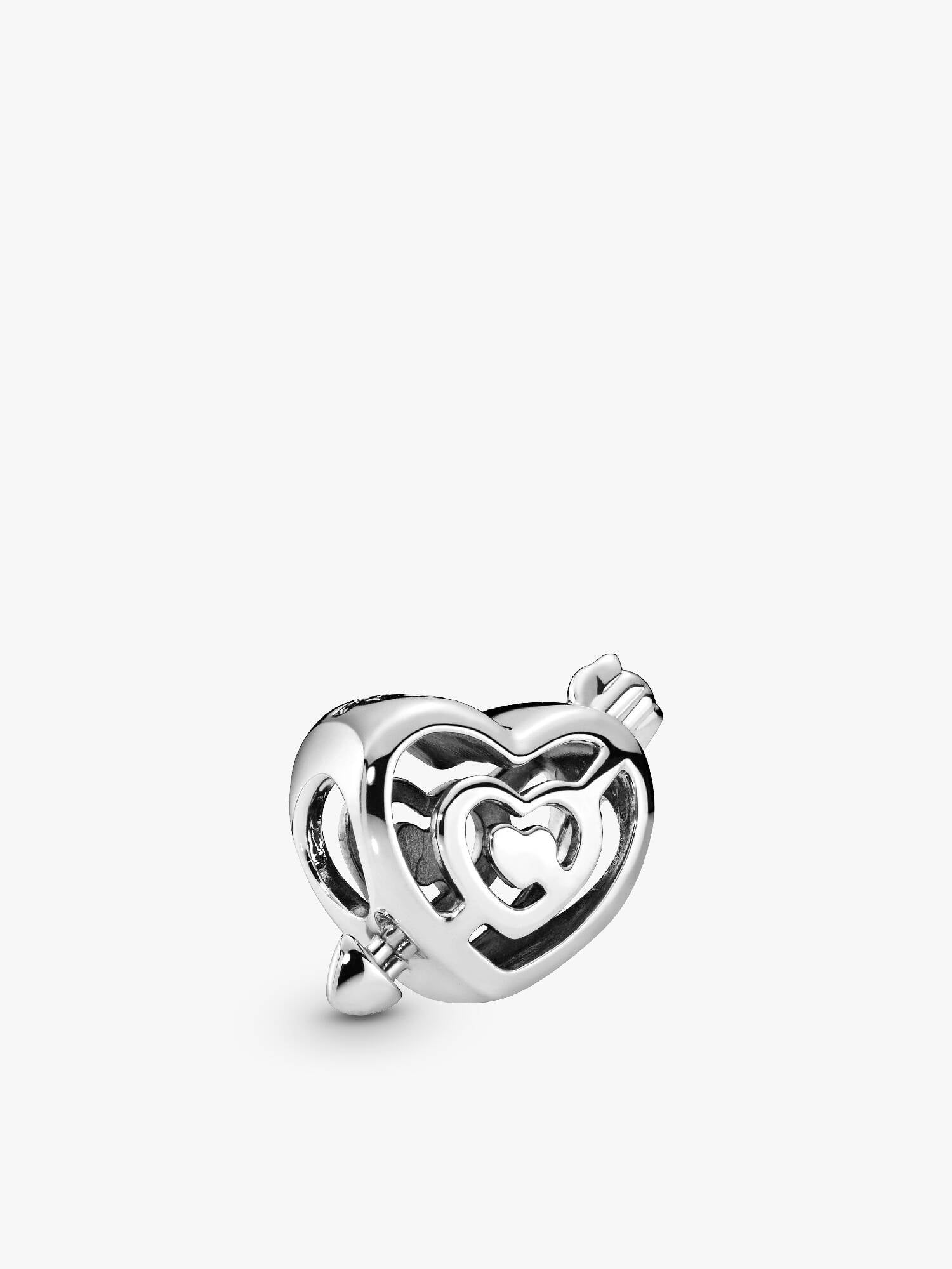 Labyrinth heart and arrow silver charm