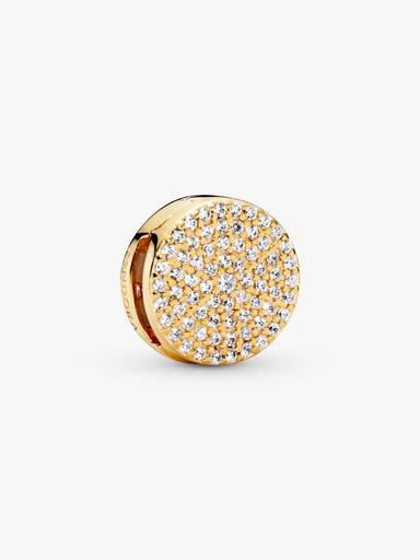 PANDORA Reflexions clip charm in 14k gold-plated with clear cubic zirconia