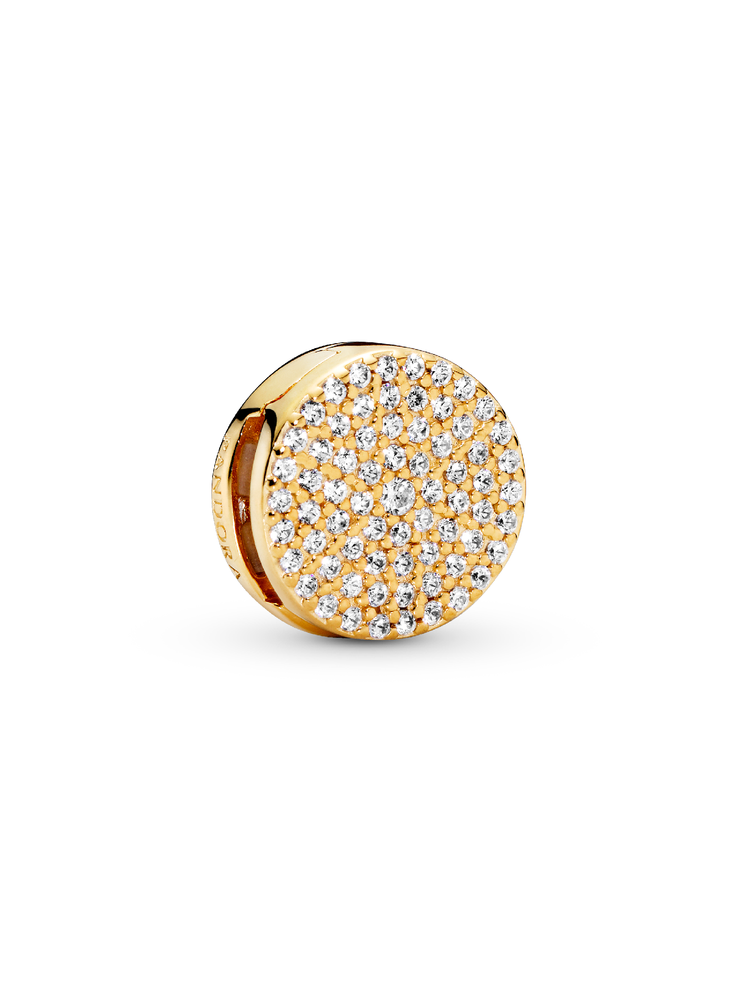 PANDORA Reflexions clip charm in 14k gold-plated with clear cubic zirconia