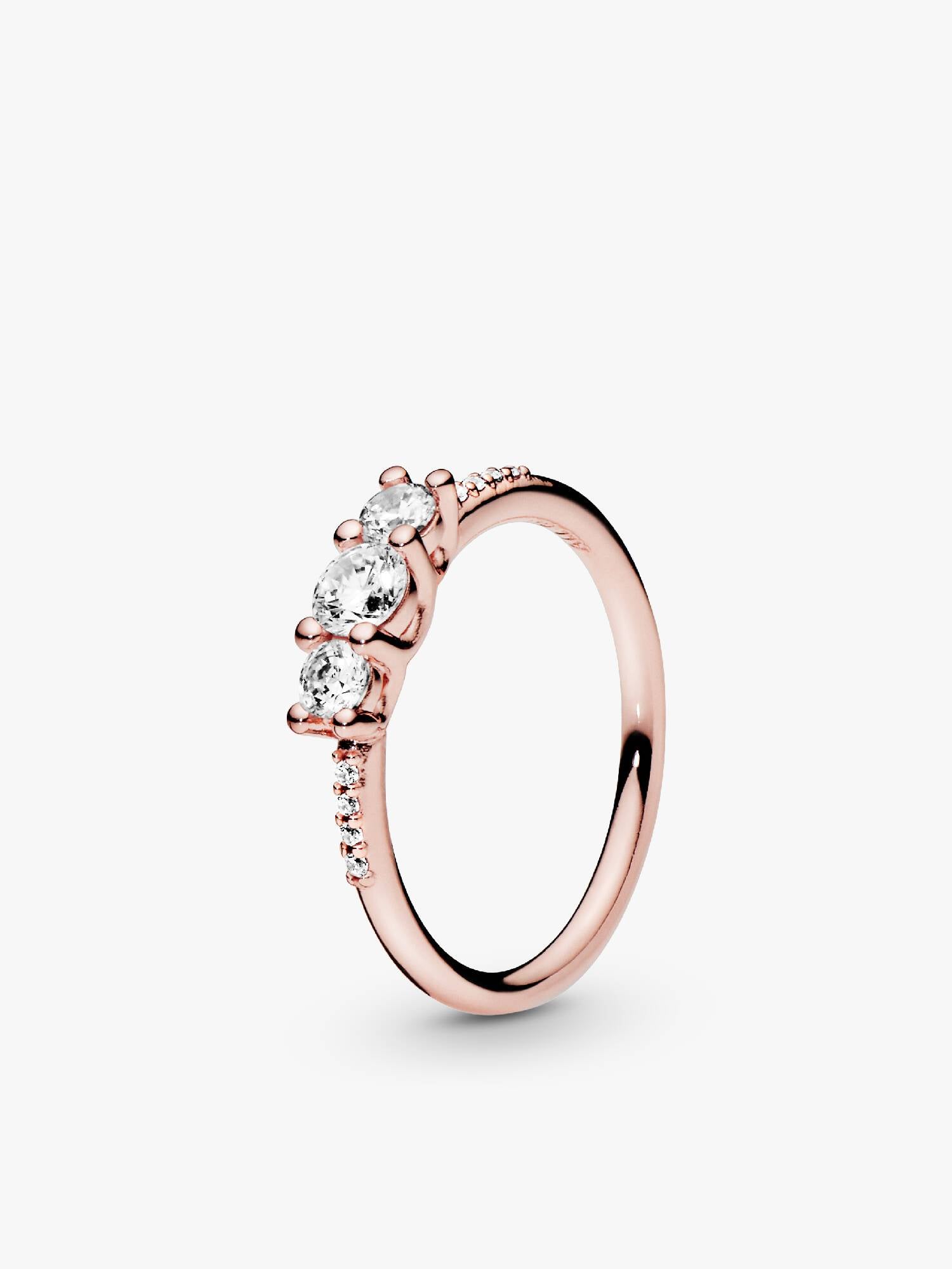 14k Rose gold-plated ring with clear cubic zirconia