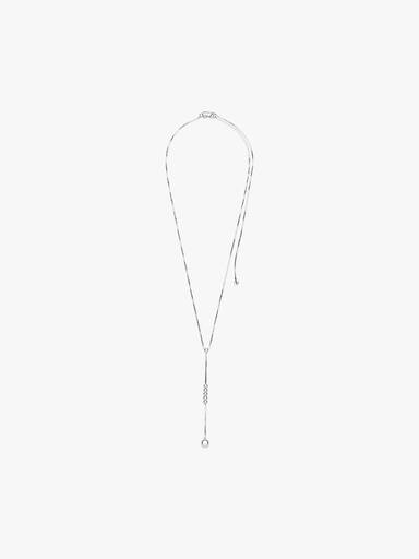 Beaded silver Y-necklace