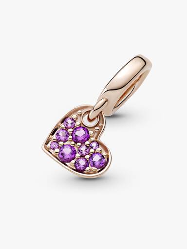 Royal Purple Pavé Tilted Heart Dangle Charm