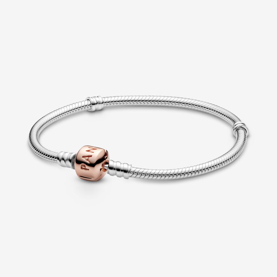 Silver bracelet with Pandora Rose clasp image number 0
