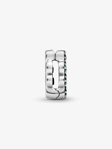 Clover sterling silver clip charm with royal green crystal