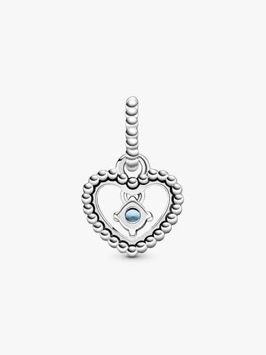 Sky Blue Beaded Heart Dangle Charm