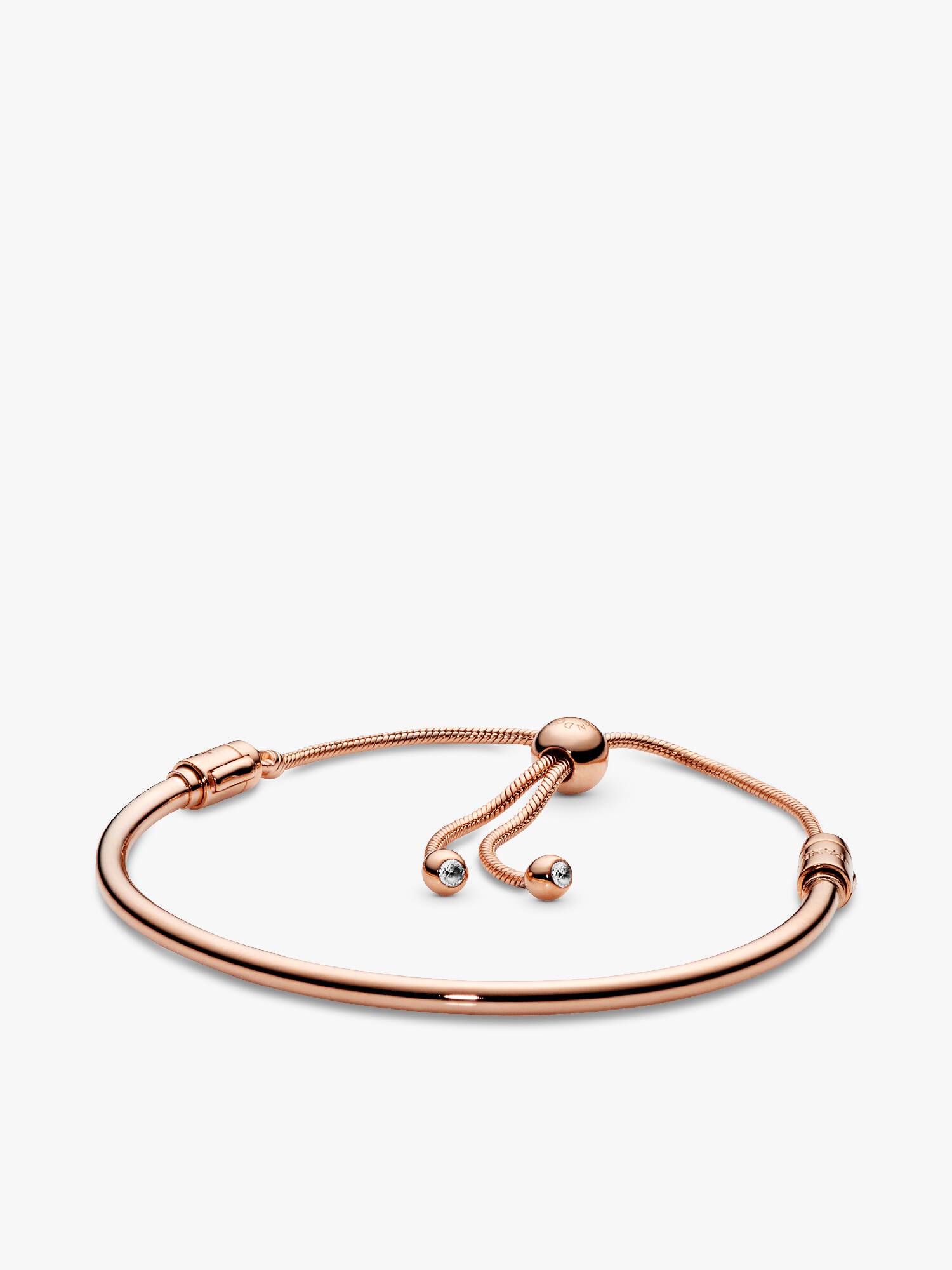 14k Rose gold-plated bangle with clear cubic zirconia and sliding clasp