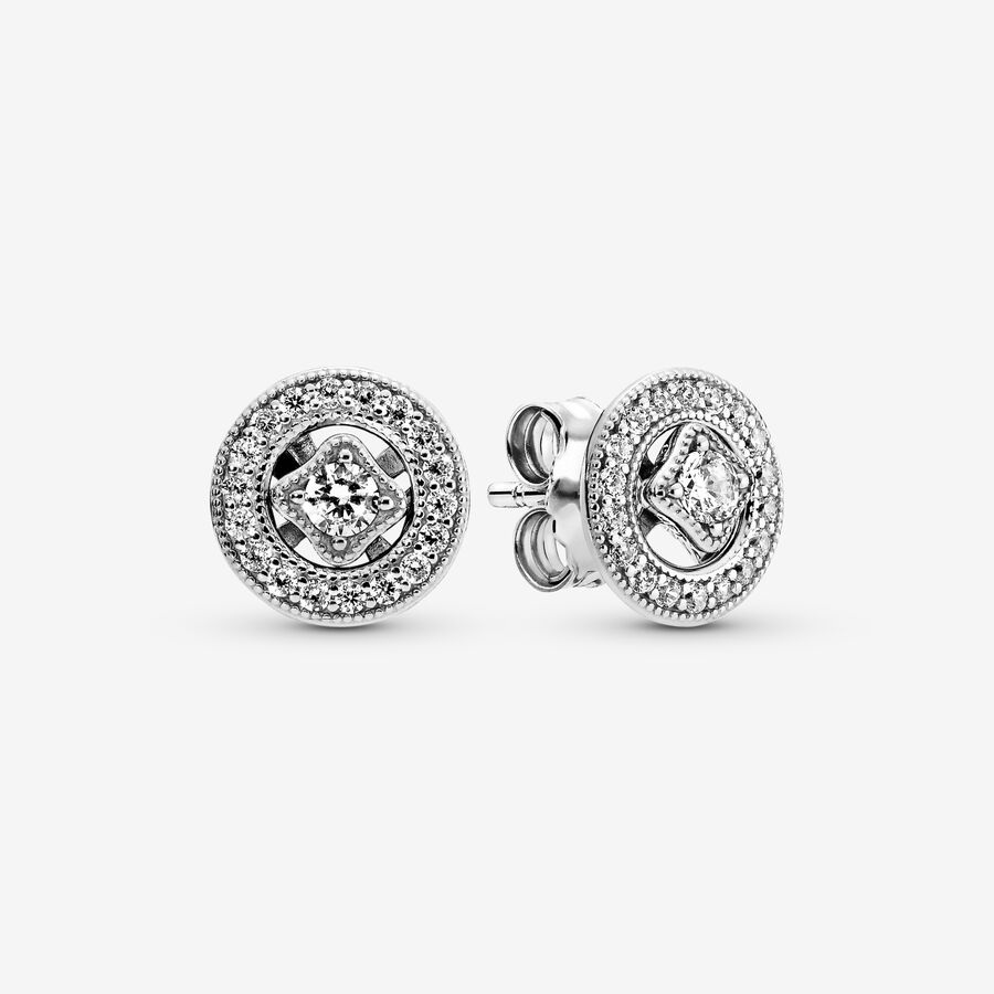 Silver stud earrings with detachable earring jackets and clear cubic zirconia image number 0