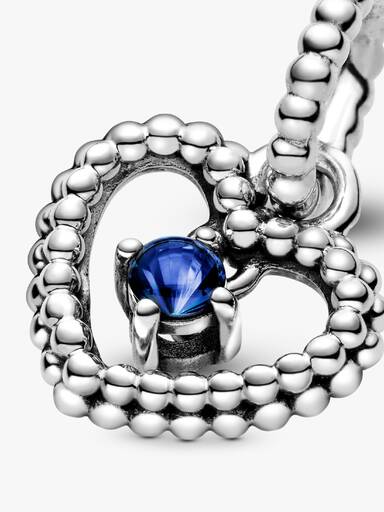 Sea Blue Beaded Heart Dangle Charm