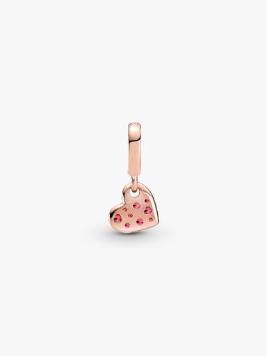 Red Pavé Tilted Heart Dangle Charm