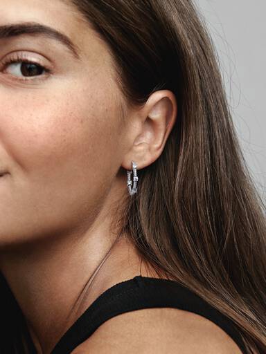 Sparkling Pavé Bars Hoop Earrings