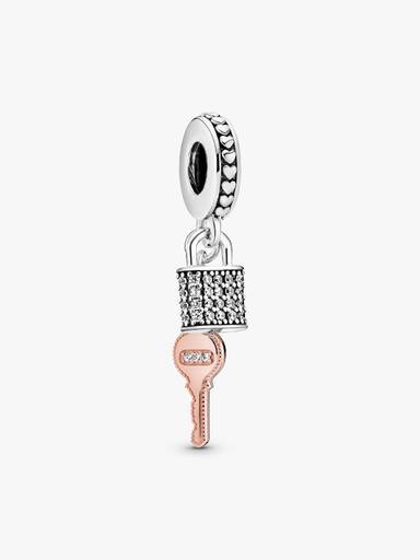 Pavé Padlock & Key Dangle Charm