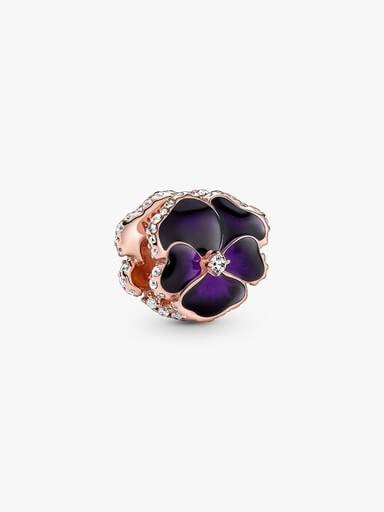 Deep Purple Pansy Flower Charm