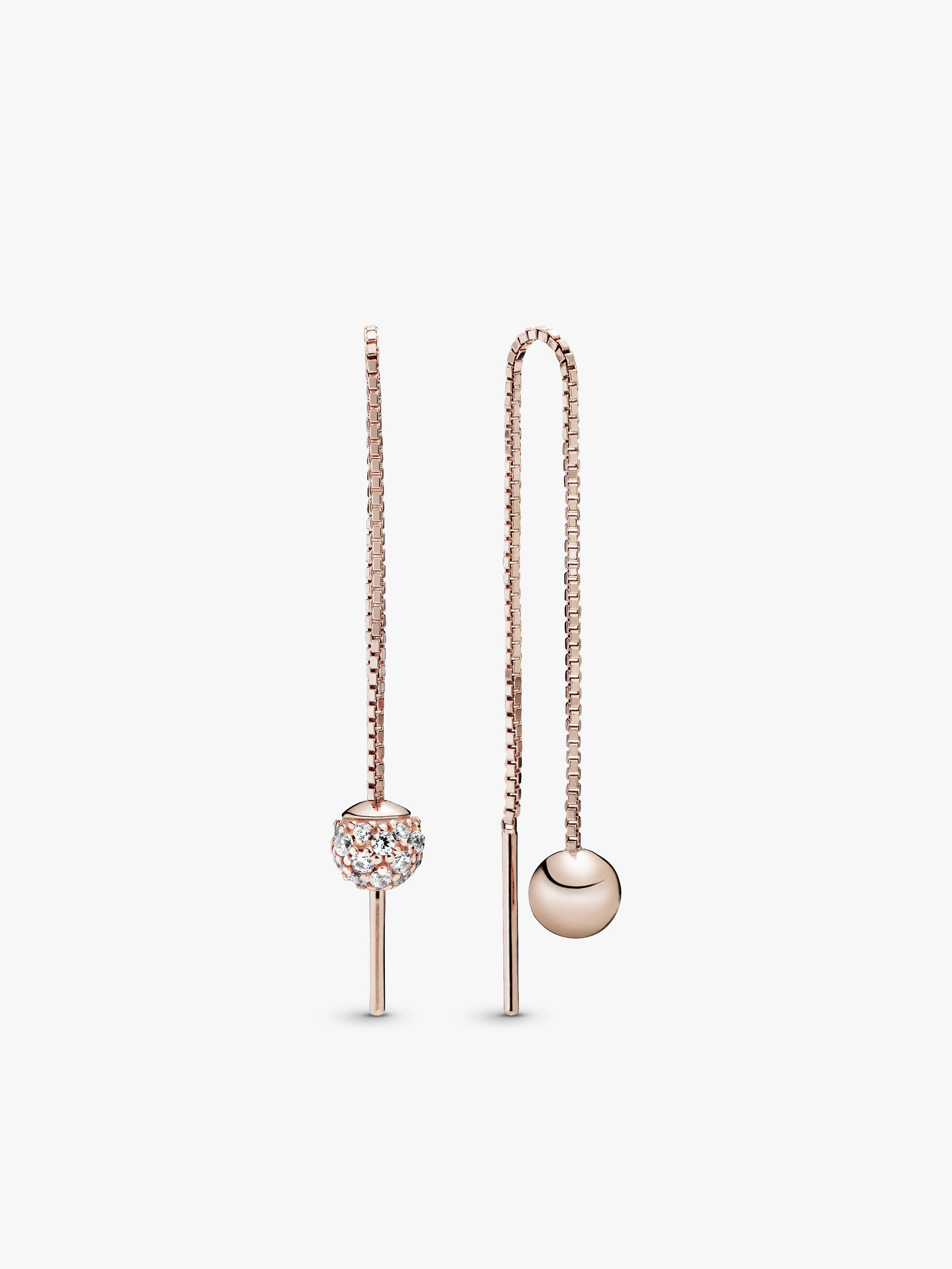 Polished & Pavé Bead Dangle Earrings