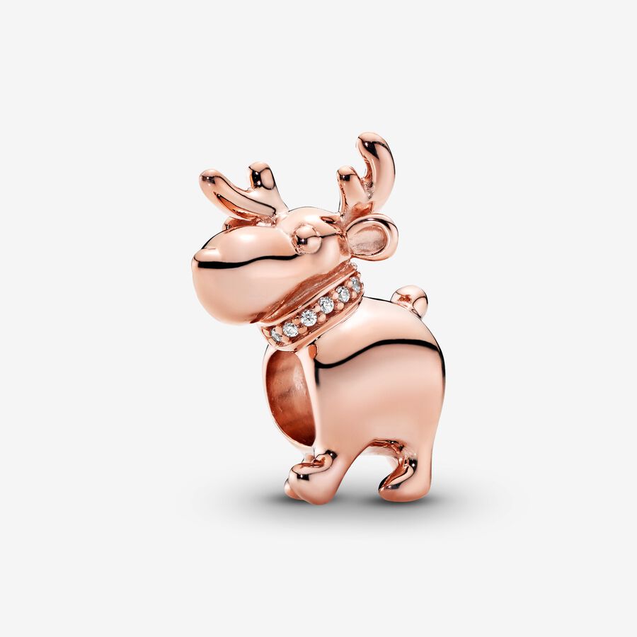 Reindeer PANDORA Rose charm with clear cubic zirconia image number 0