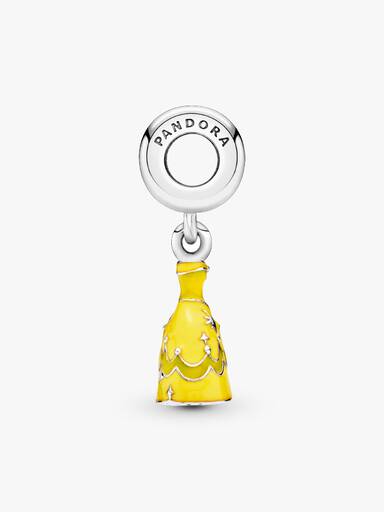 Disney Belle dress silver dangle with yellow enamel