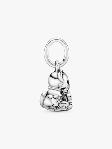 Cat silver dangle with black enamel