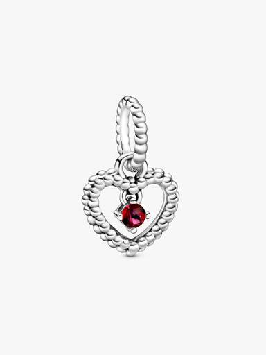 Blazing Red Beaded Heart Dangle Charm