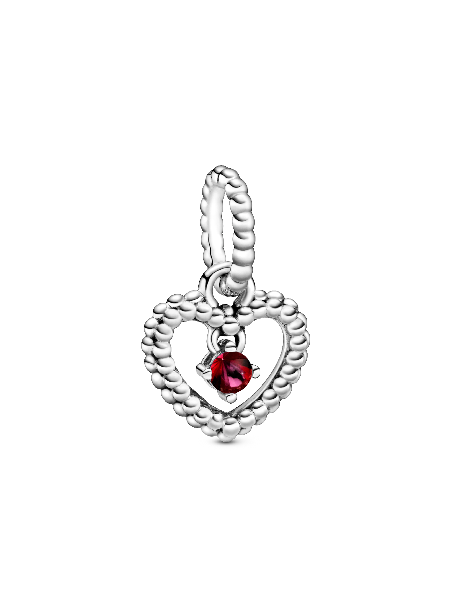 Blazing Red Beaded Heart Dangle Charm