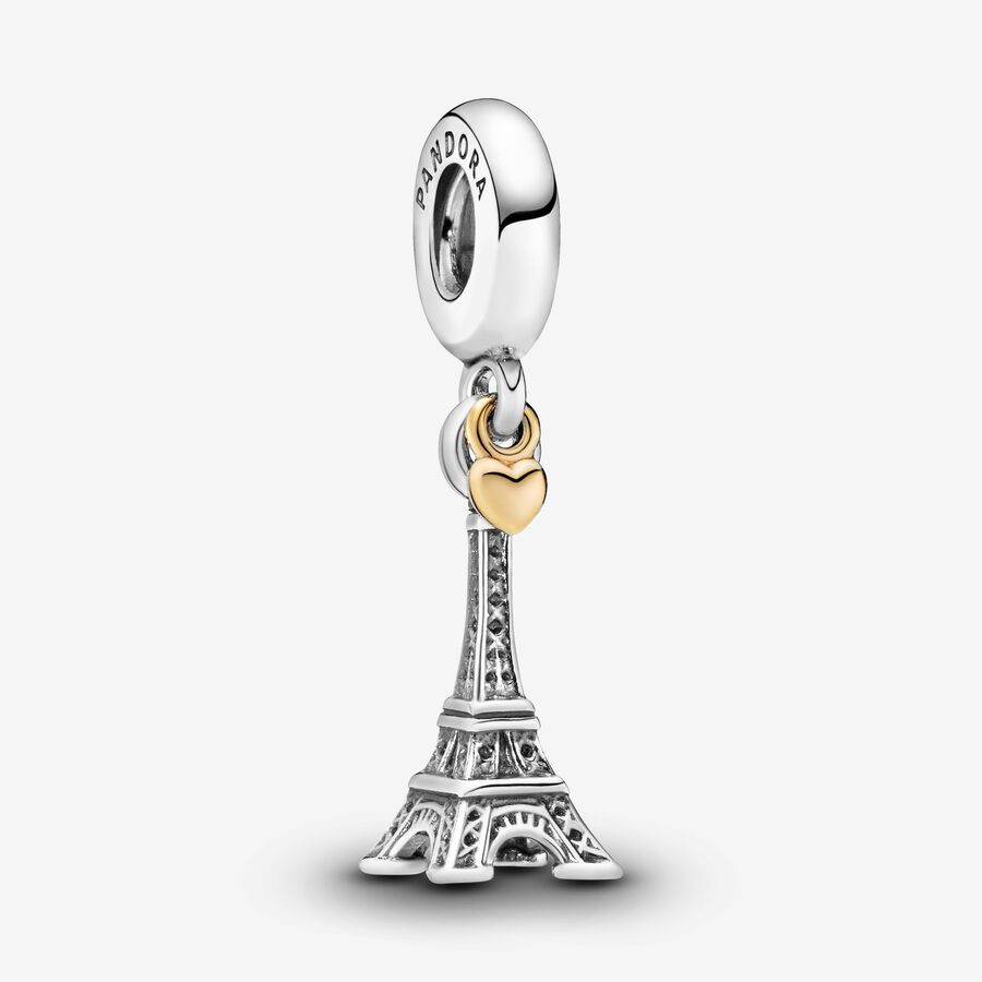 Eiffel tower silver dangle with 14k image number 0