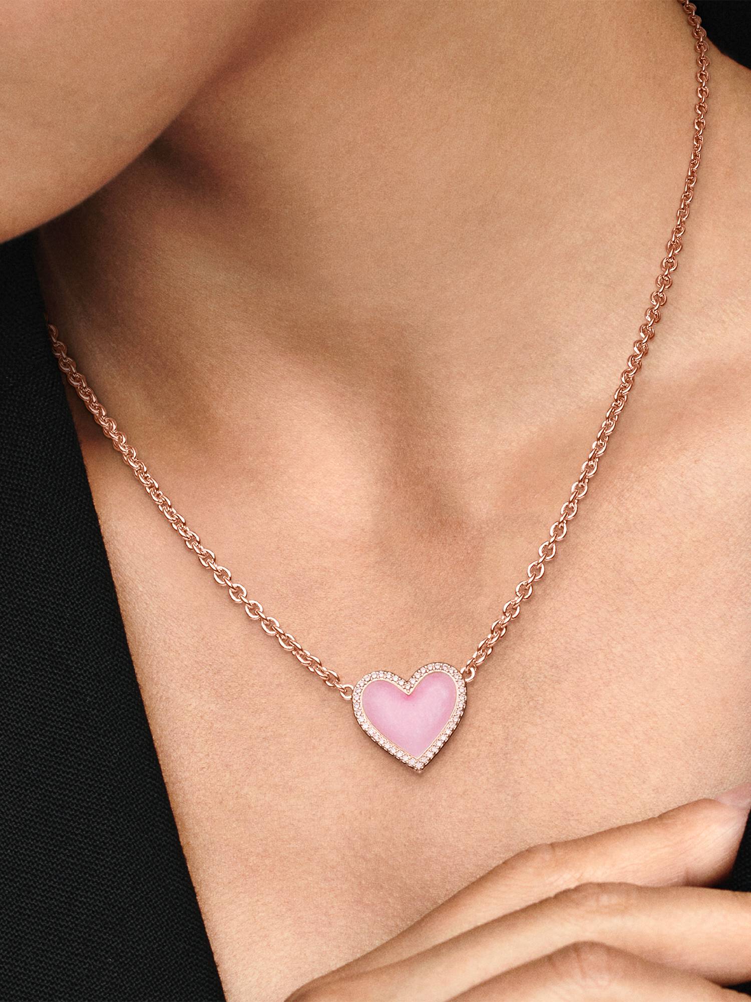 Pink Swirl Heart Collier Necklace