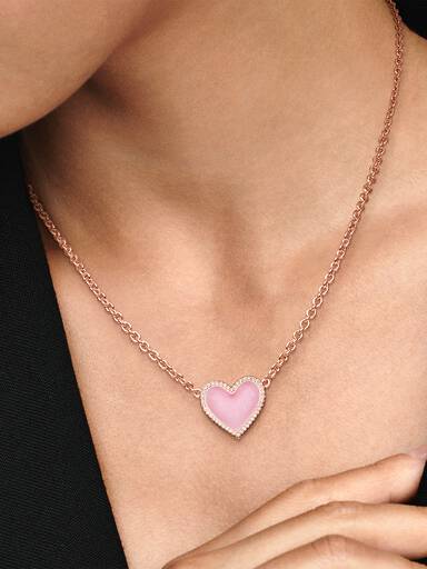 Pink Swirl Heart Collier Necklace
