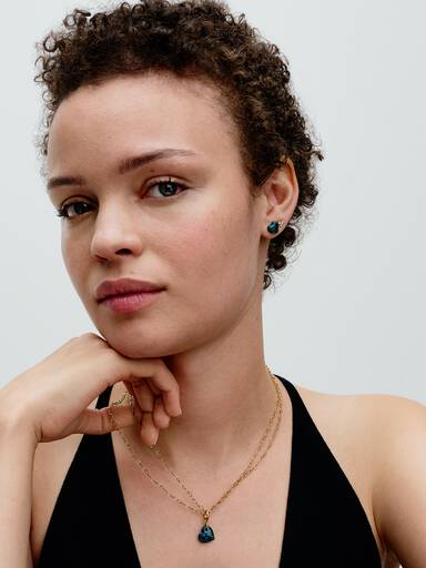 Opalescent Green Heart Stud Earrings