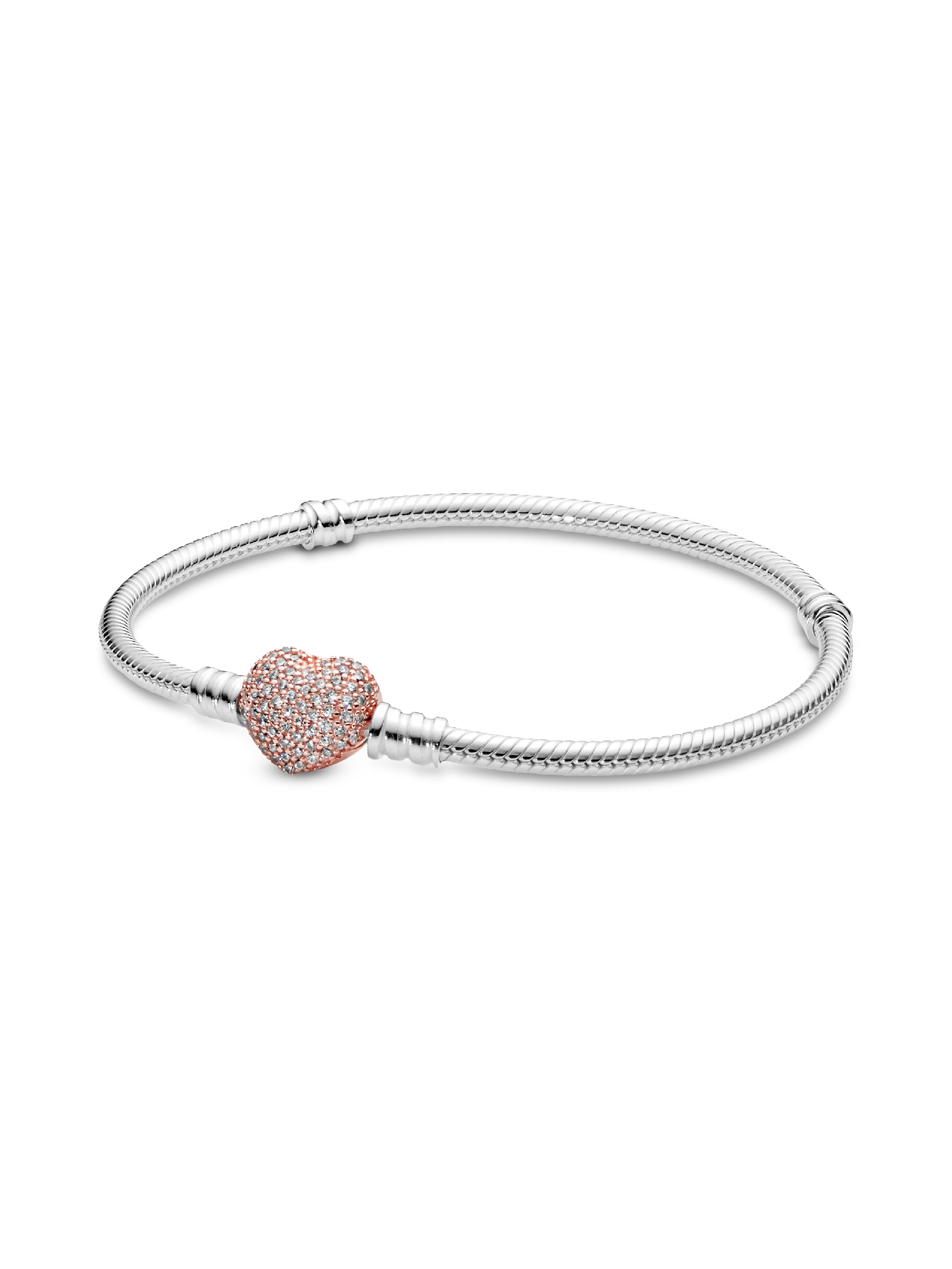 Pavé Heart Clasp Snake Chain Bracelet