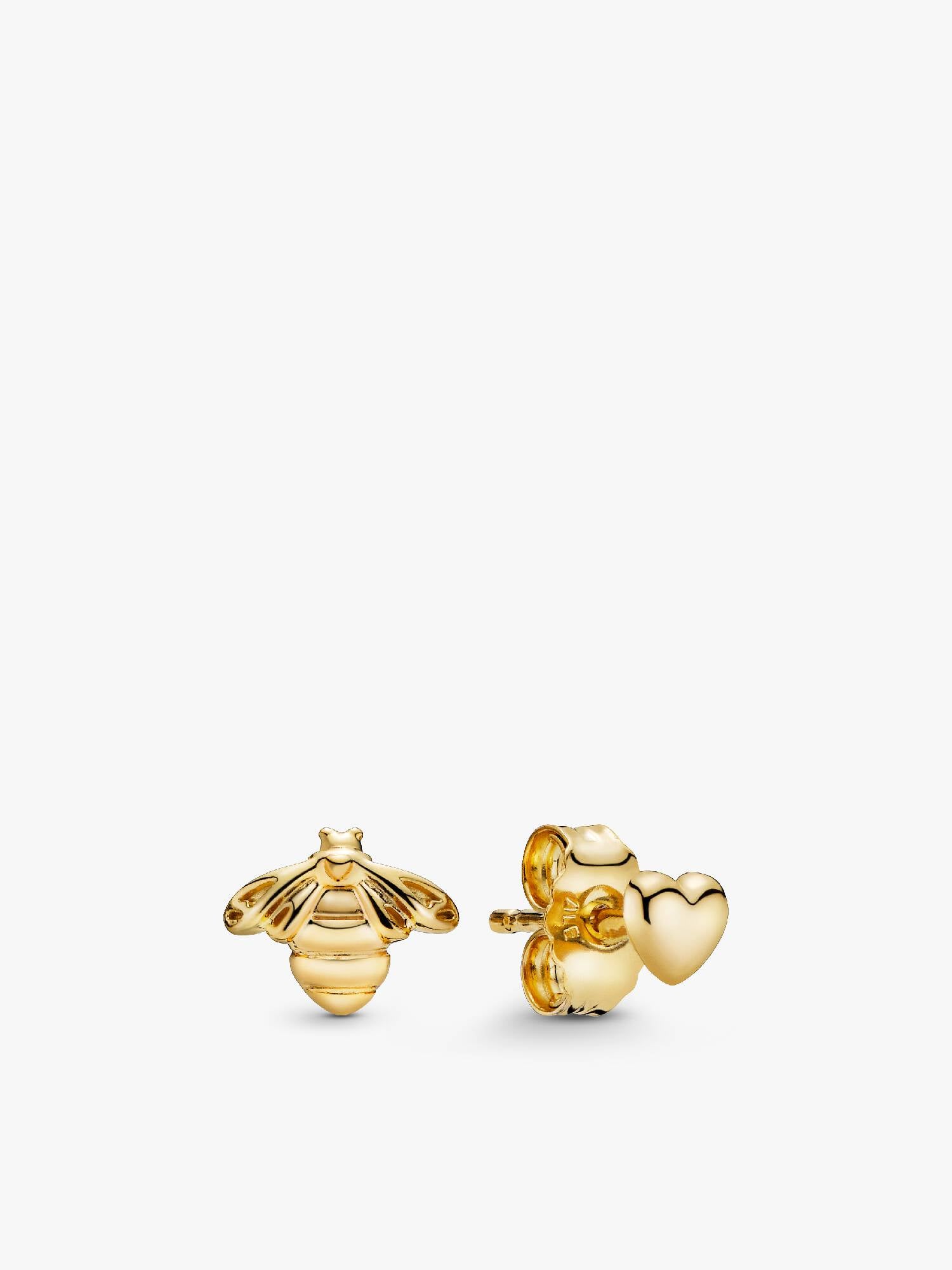 Bee and heart 14k gold-plated stud earrings