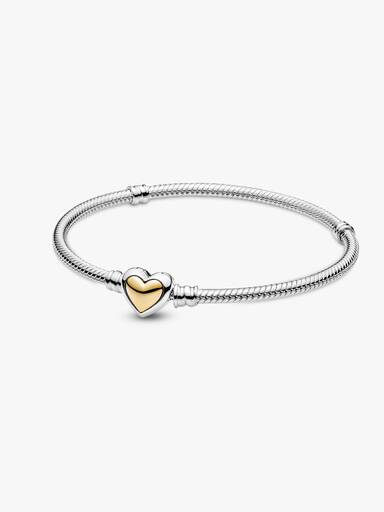 Domed Golden Heart Clasp Snake Chain Bracelet