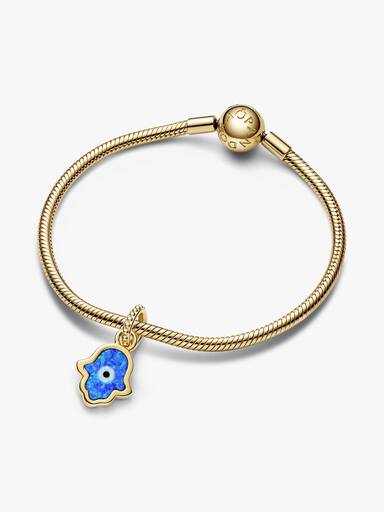 Opalescent Blue Hamsa Hand Dangle Charm