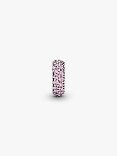 Abstract silver spacer with pink cubic zirconia