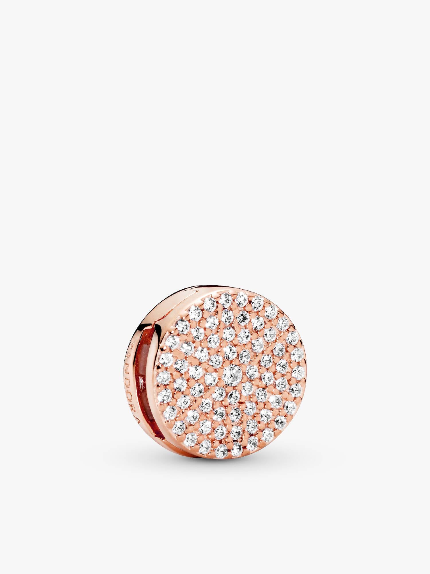 PANDORA Reflexions clip charm in 14k rose gold-plated with clear cubic zirconia