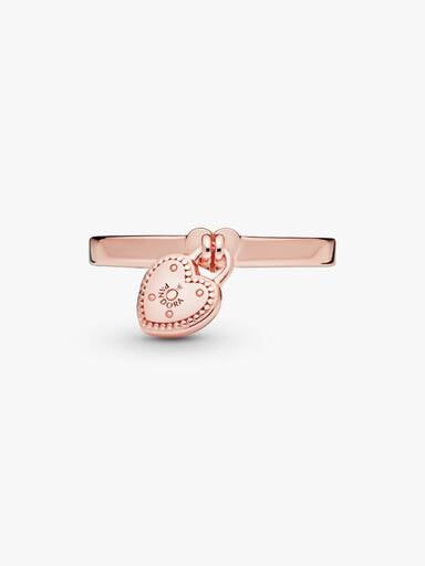 Heart padlock Pandora Rose ring