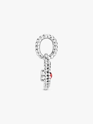 Blazing Red Beaded Heart Dangle Charm