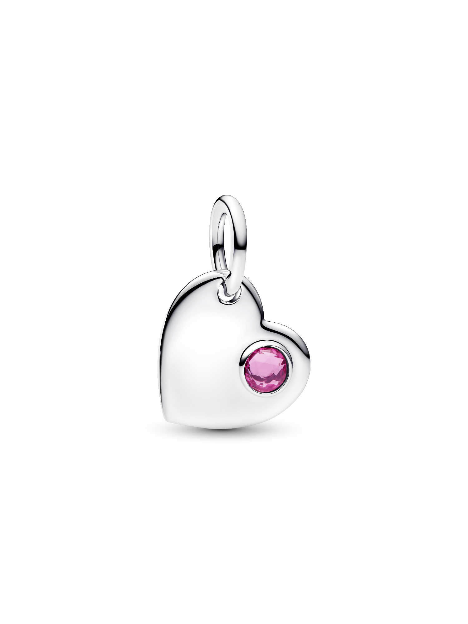 Engravable Heart Pink Stone Dangle Charm