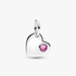 Engravable Heart Pink Stone Dangle Charm Engravable Heart Pink Stone Dangle Charm