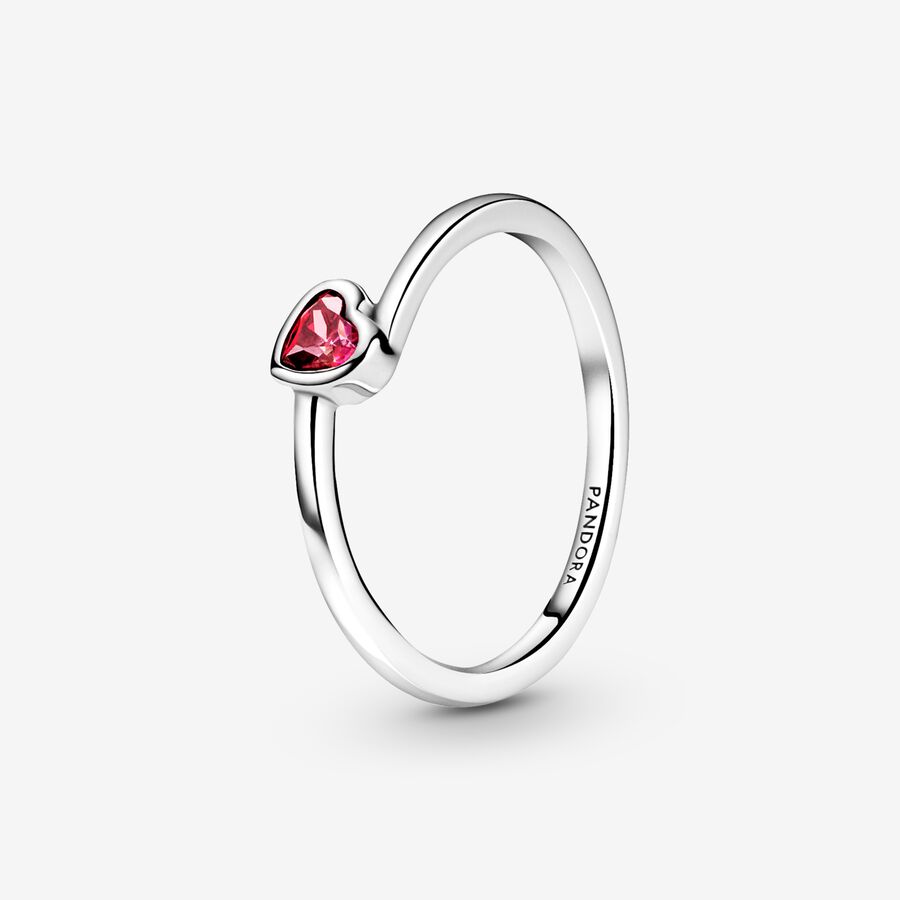 Red Tilted Heart Solitaire Ring image number 0
