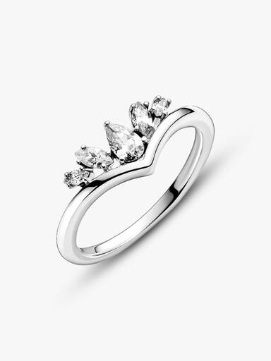 Sparkling Pear & Marquise Wishbone Ring