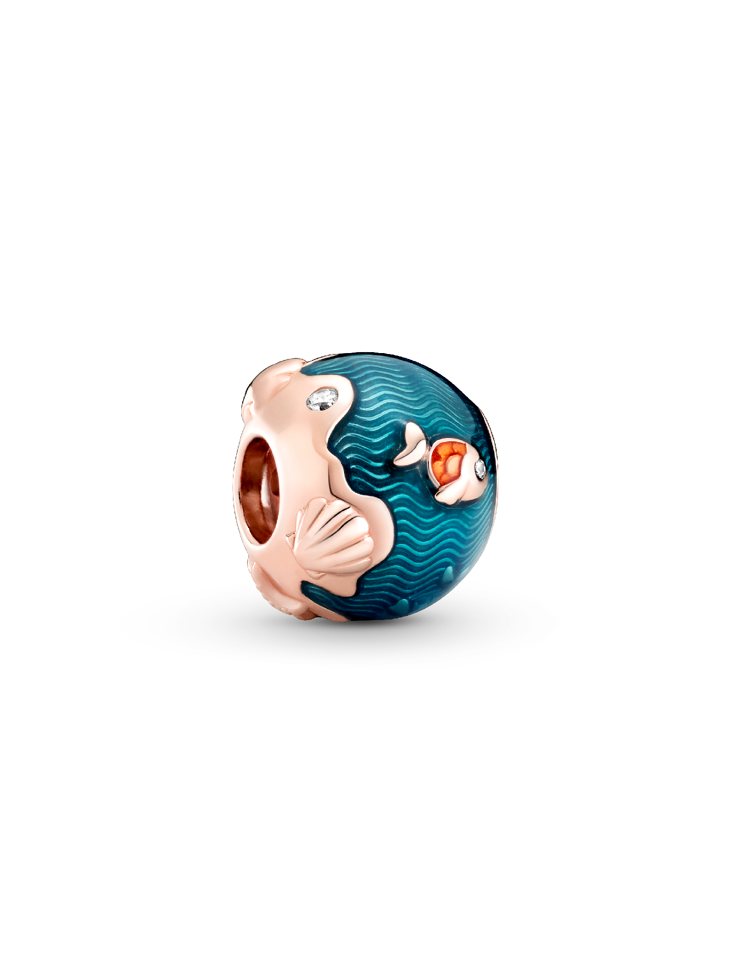 Shimmering Ocean Waves & Fish Charm | Rose gold plated | Pandora ZA