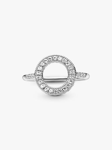 Silver ring with clear cubic zirconia