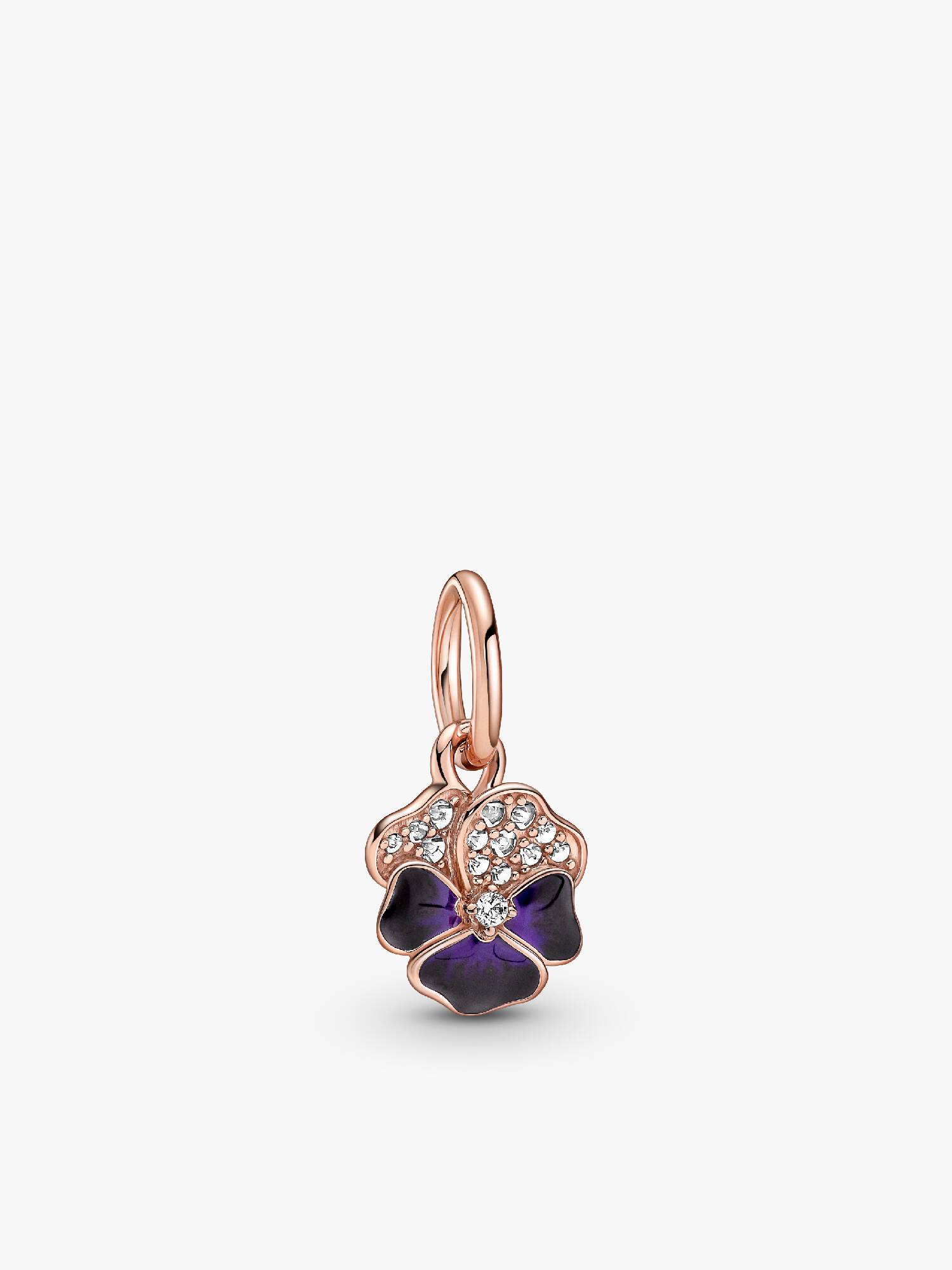 Deep Purple Pansy Flower Dangle Charm