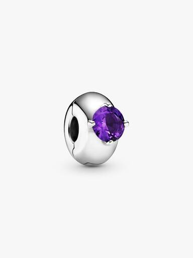 Purple Round Solitaire Clip Charm