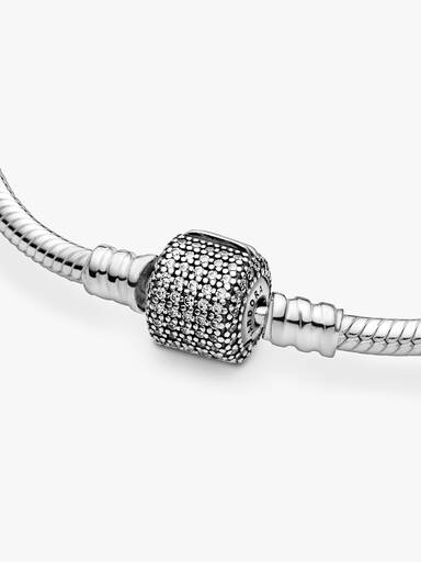 Silver bracelet with clear cubic zirconia