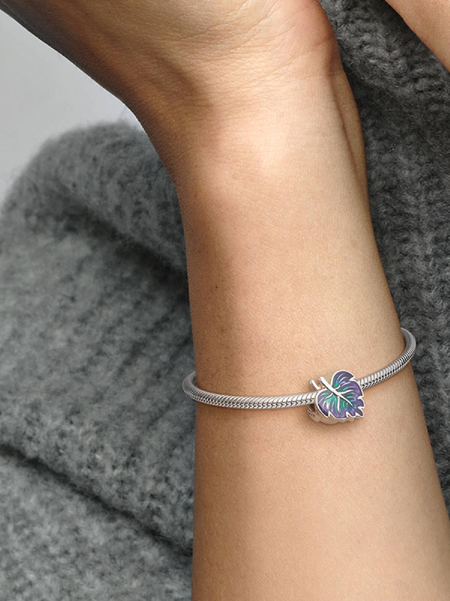 Purple & Green Leaf Charm